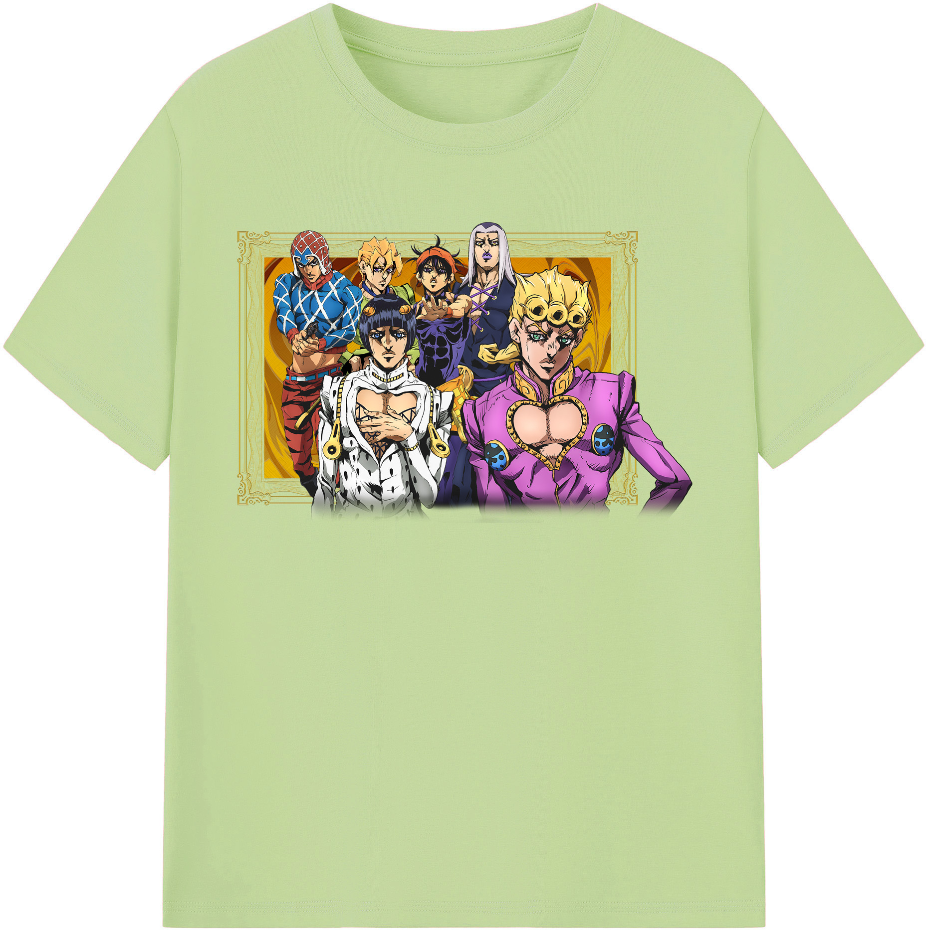 （画像用） ジョジョの奇妙な冒険 ジョルノ?ジョバァーナ JoJo's Bizarre Adventure Giorno Giovanna 綿100％半袖Tシャツ（フロントプリント）